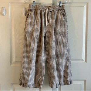 Tan striped linen blend pants